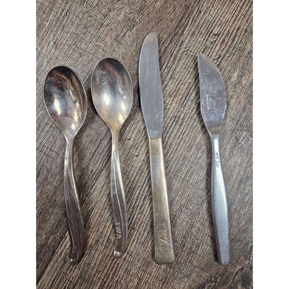 Vintage TWA Airlines Silver-Plated Small Teaspoons 3 Pc International Silverware